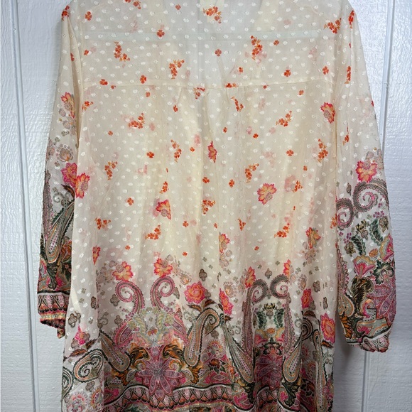 Fig and Flower Anthropology Women’s Cream and Floral Size 3x Bohemian Blouse - Picture 6 of 8
